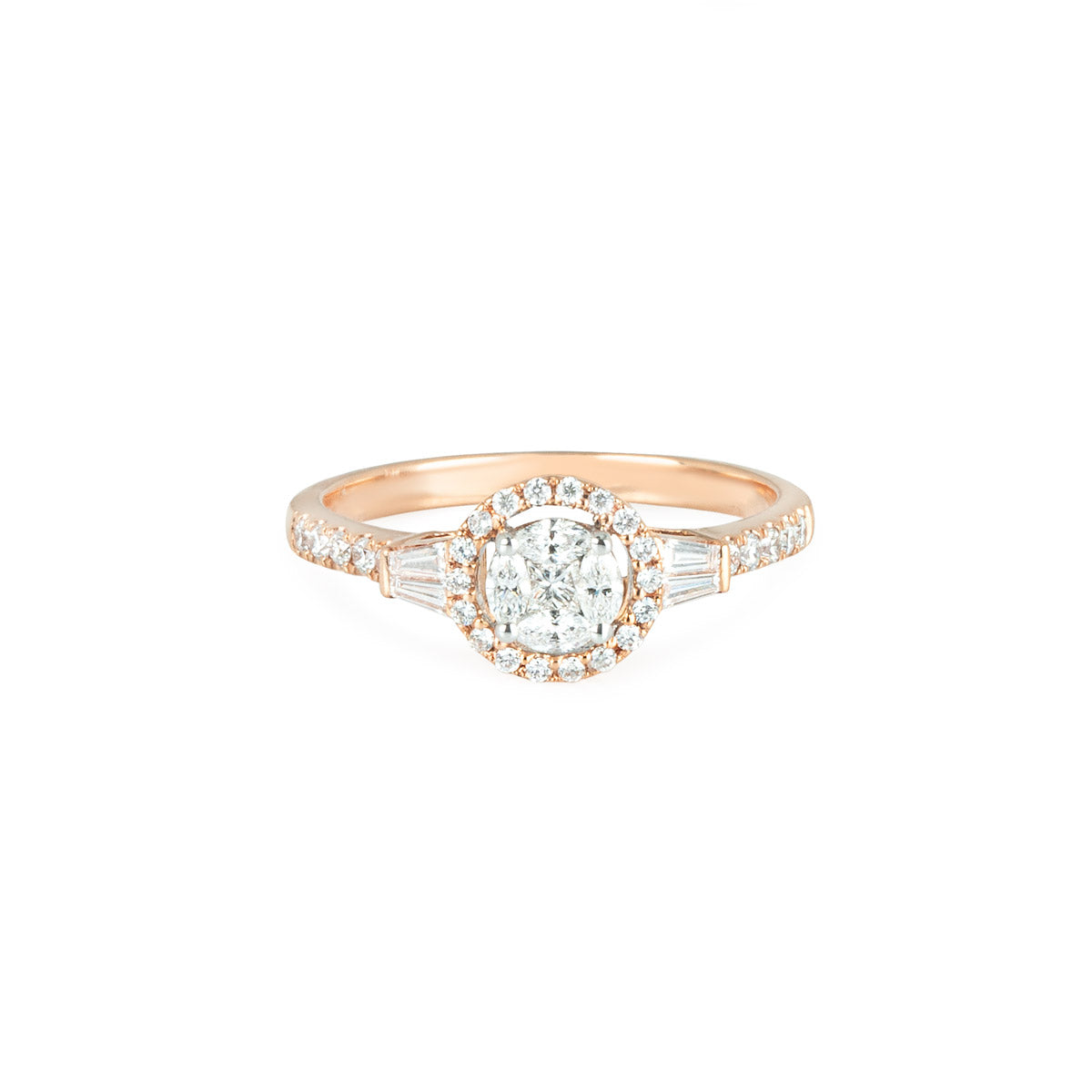 Rose Gold Diamond Cluster Ring 0.54CT