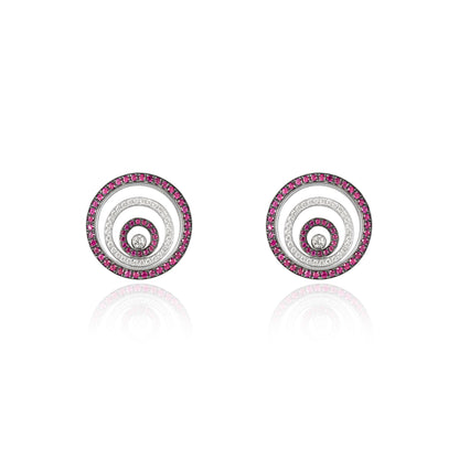 Chopard White Gold Ruby & Diamond Happy Spirit Earrings 84/5425-1002