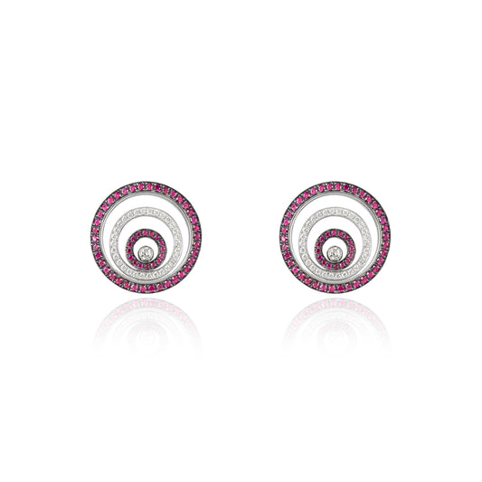 Chopard White Gold Ruby & Diamond Happy Spirit Earrings 84/5425-1002