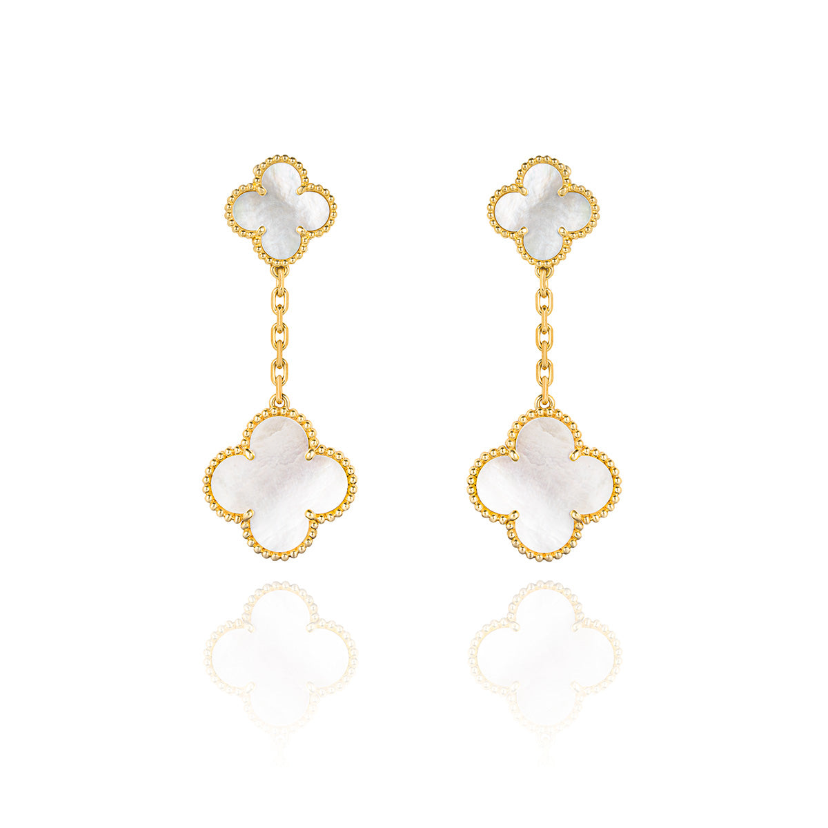 Van Cleef & Arpels Yellow Gold Mother Of Pearl Magic Alhambra Earrings VCARD78800