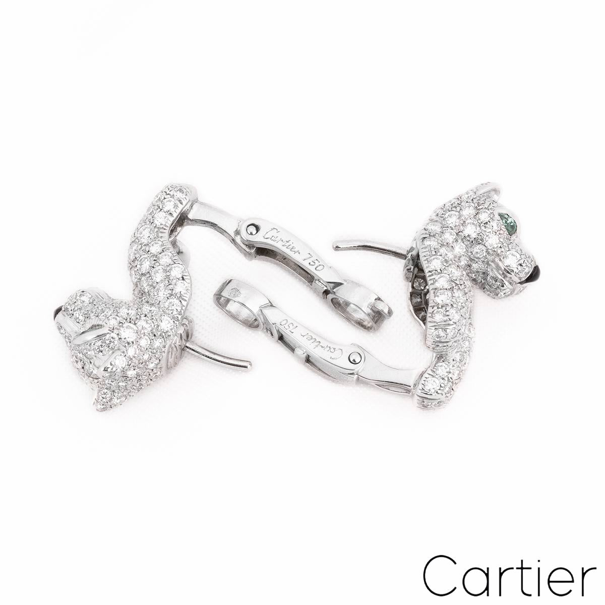 Cartier White Gold Diamond Panthere De Cartier Earrings 2.70CT Tdw