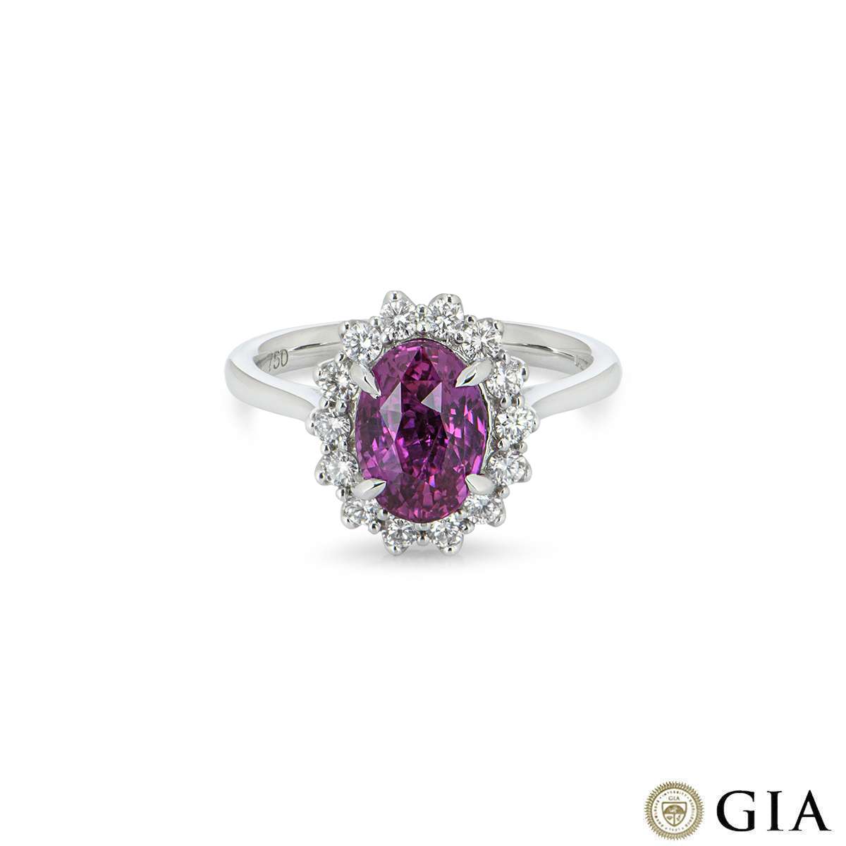 White Gold Pink Sapphire And Diamond Ring