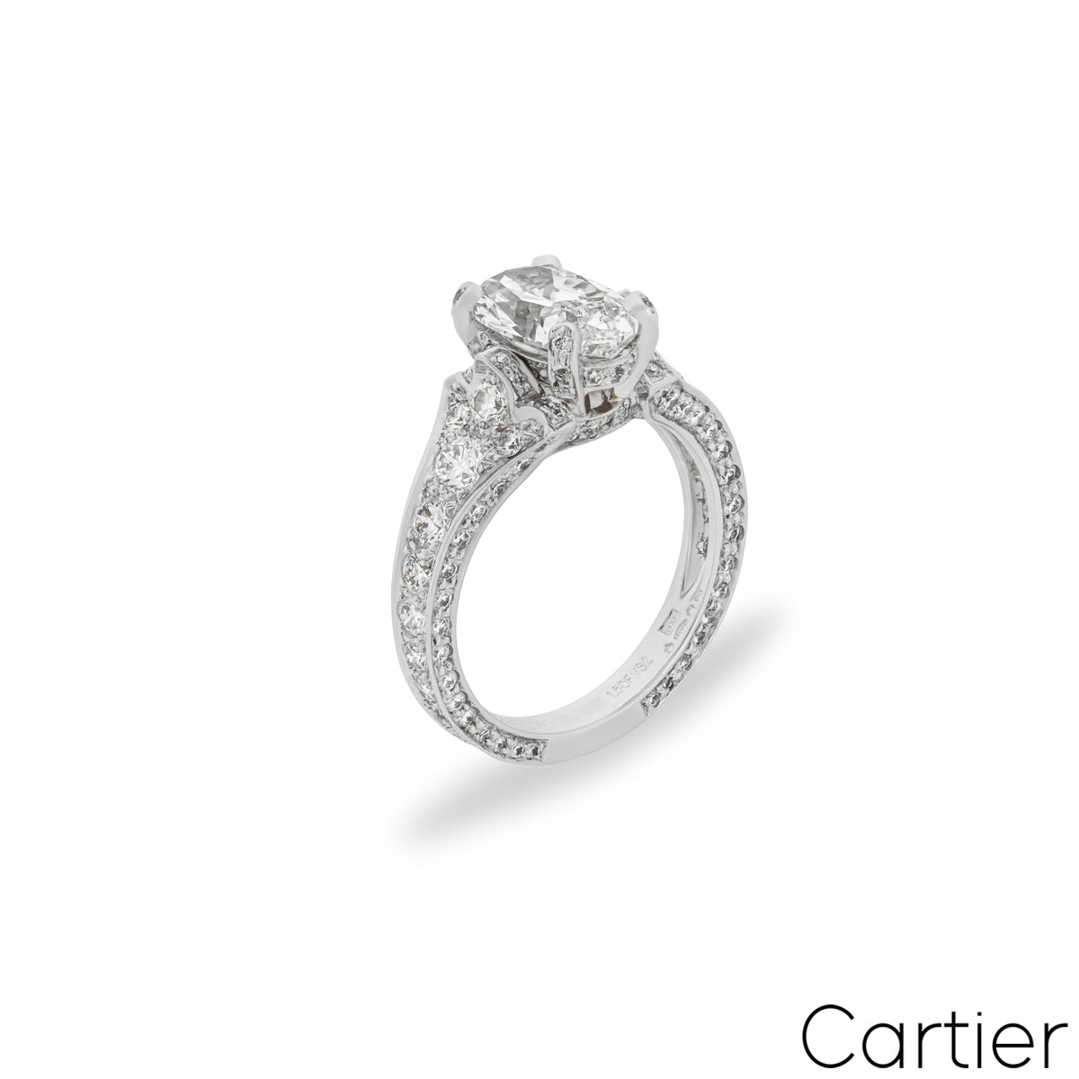 Cartier Platinum Oval Cut Diamond Camelia Ring 1.50CT F/VS2