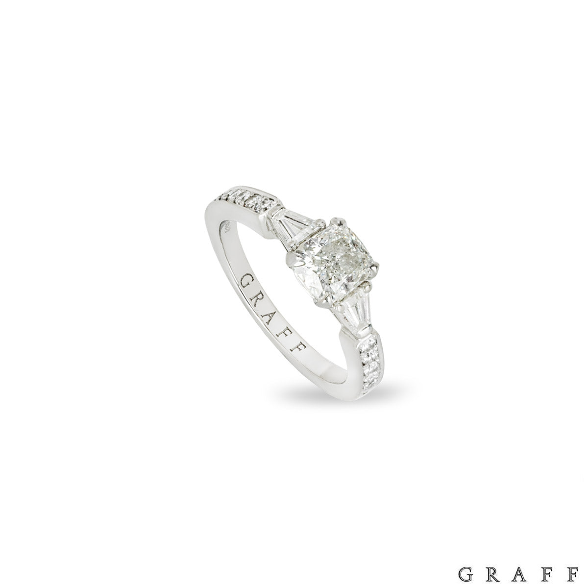 Graff Platinum Cushion Cut Diamond Promise Ring 0.90CT G/VS1