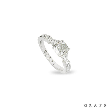 Graff Platinum Cushion Cut Diamond Promise Ring 0.90CT G/VS1