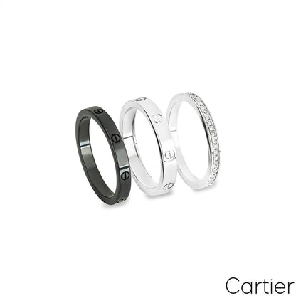 Cartier White Gold, Ceramic & Diamond Love Bands Size 51 B4097800