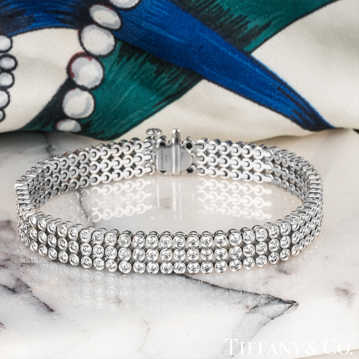 Tiffany & Co. Platinum Diamond Jazz Three-Row Bracelet