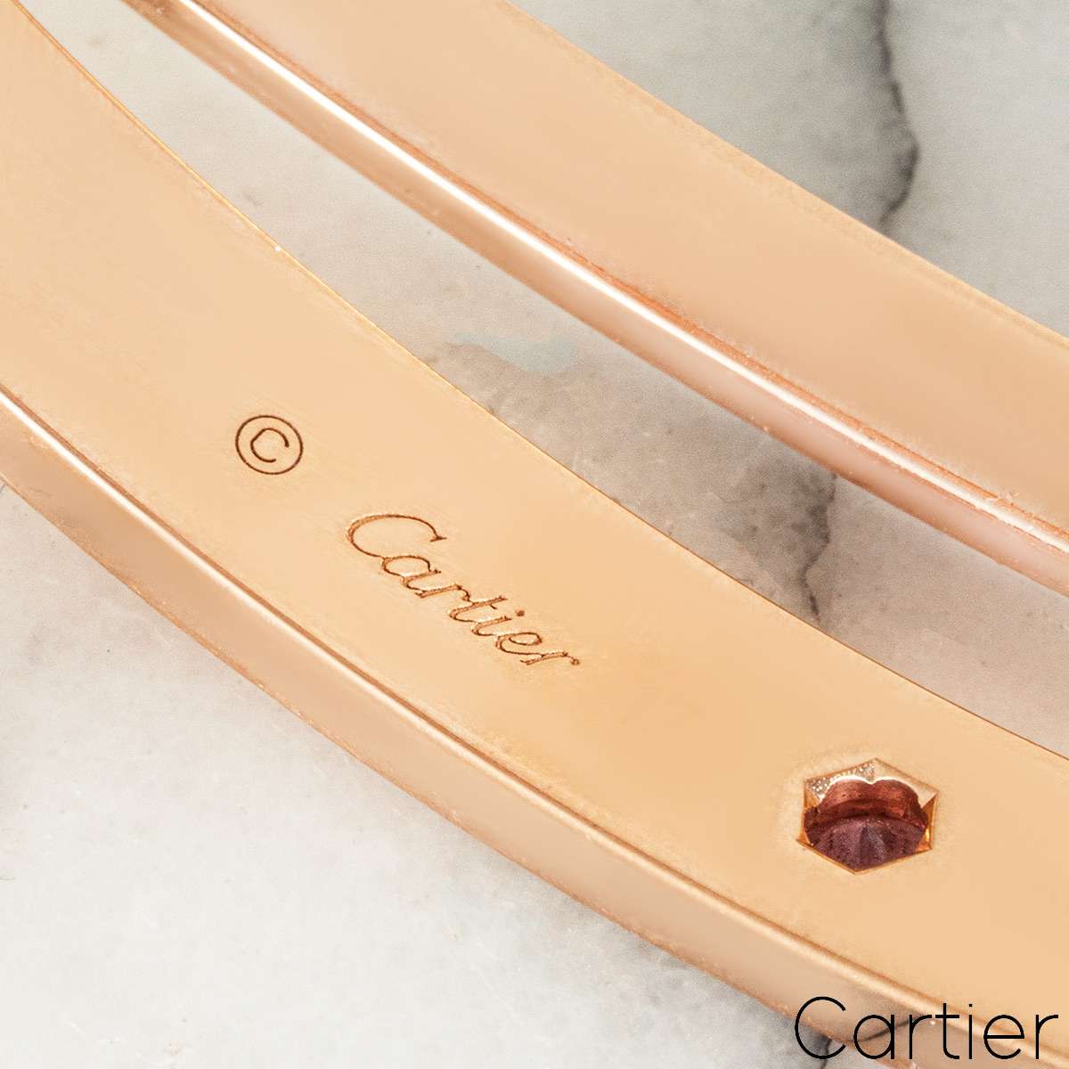 Cartier Rose Gold Half Diamond & Pink Sapphire Double Love Bracelet Size 17 N6705917