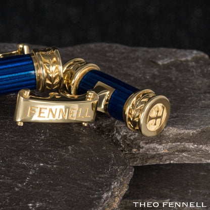 Theo Fennell Yellow Gold Blue Enamel Cufflinks