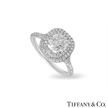 Tiffany & Co. Platinum Cushion Cut Diamond Soleste Ring 1.55CT G/VS1