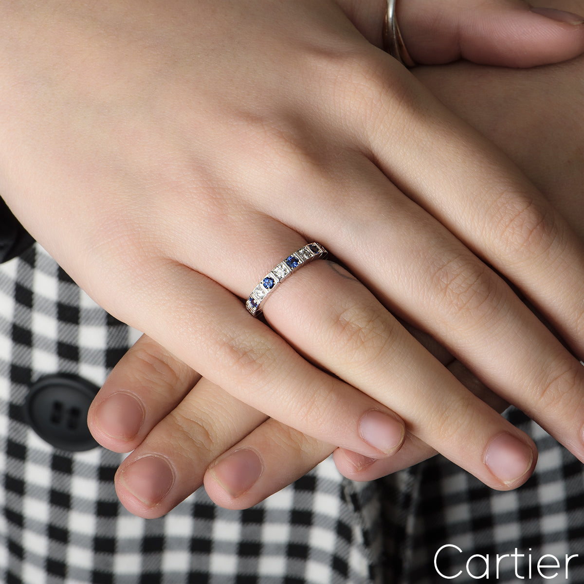 Cartier White Gold Diamond & Sapphire Lanieres Ring