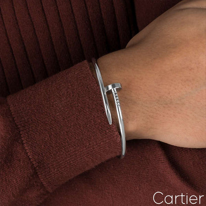 Cartier White Gold Plain Juste Un Clou Bracelet Size 20 B6048320