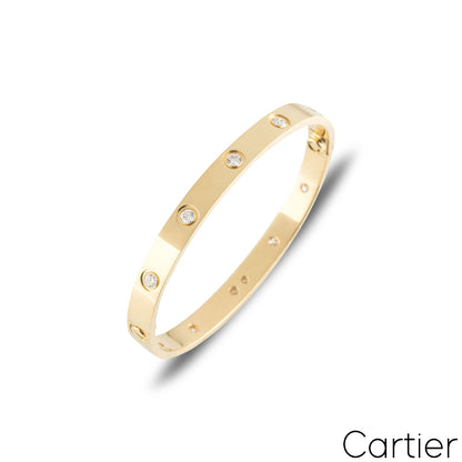 Cartier Yellow Gold Full Diamond Love Bracelet Size 16 B6040516