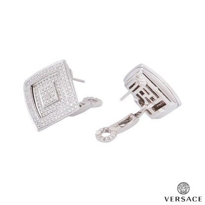 Versace White Gold Diamond Square Earrings