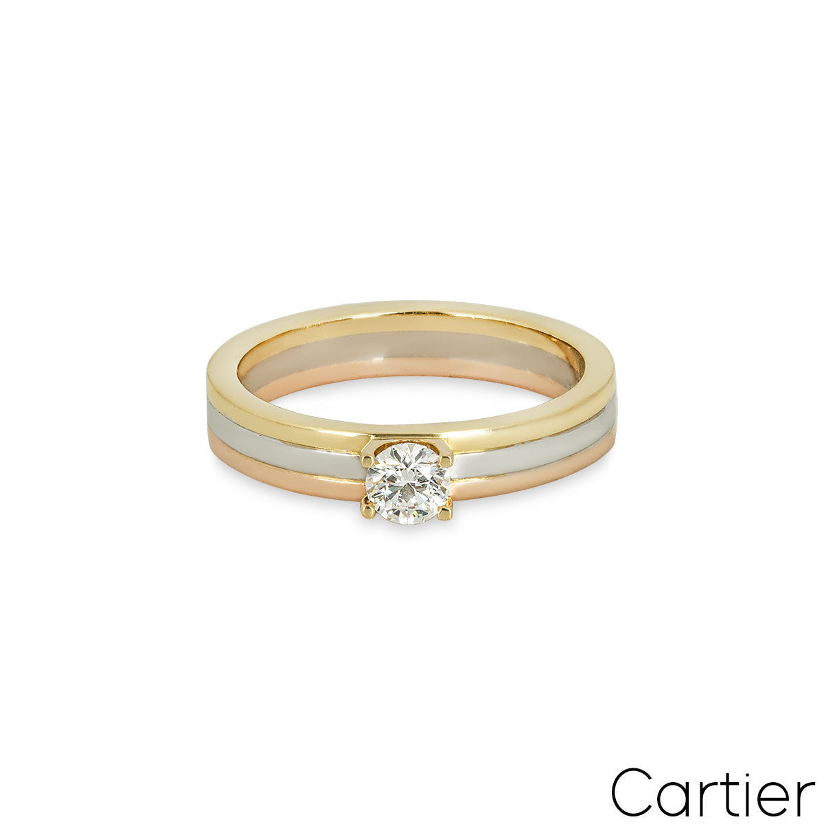 Cartier Tri-Colour Trinity Round Brilliant Cut Diamond Ring 0.24CT Size 52 N4204200