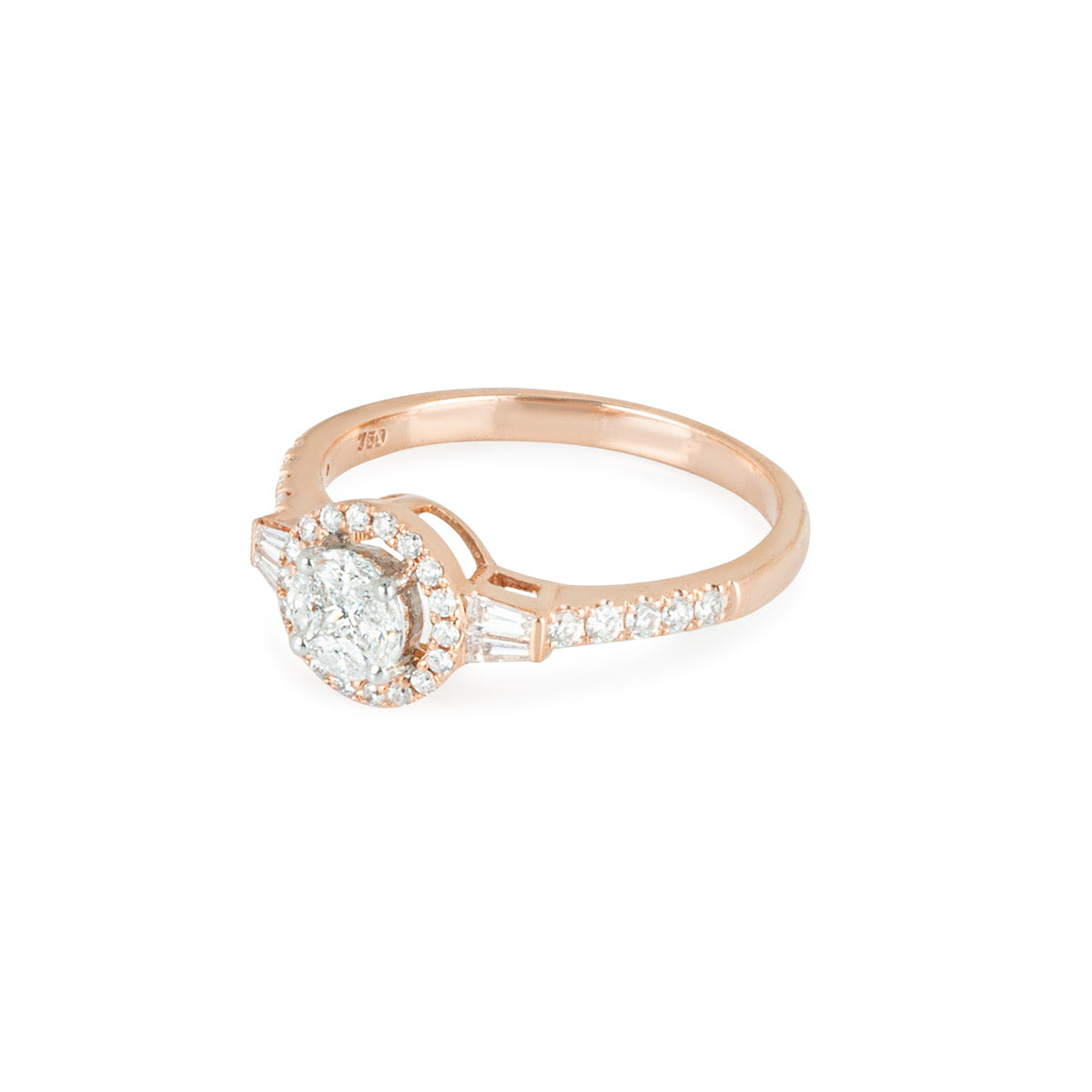 Rose Gold Diamond Cluster Ring 0.54CT