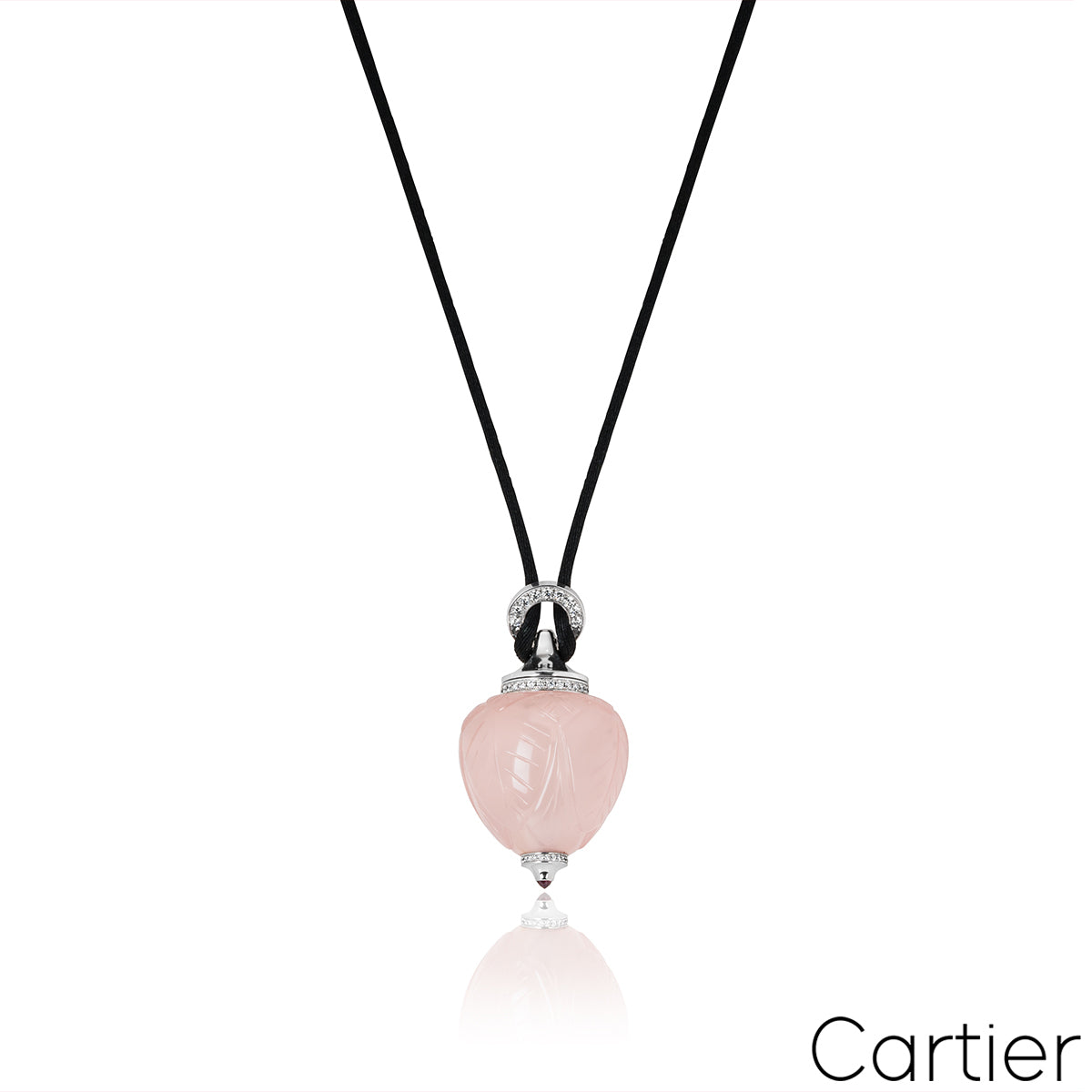 Cartier White Gold Rose Quartz & Diamond Inde Mystérieuse Perfume Bottle Pendant