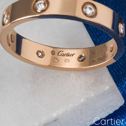 Cartier Rose Gold Full Diamond Love Wedding Band Size 58 B4050800