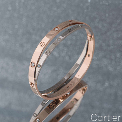 Cartier Love Rose & White Gold Diamond Bracelet Size 19 N6039119