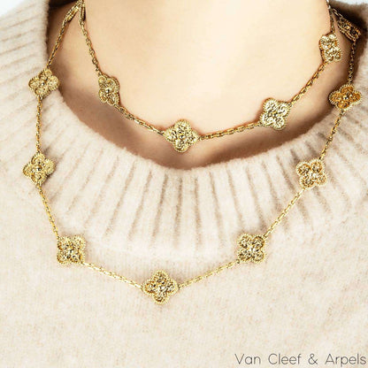 Van Cleef & Arpels Rare Yellow Gold Vintage Alhambra 20 Motif Necklace VCARO1IC00