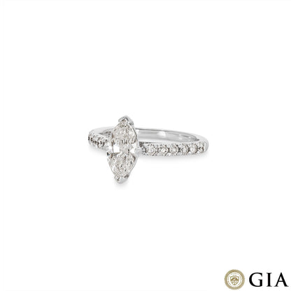 White Gold Marquise Cut Diamond Ring 1.01CT G/SI1