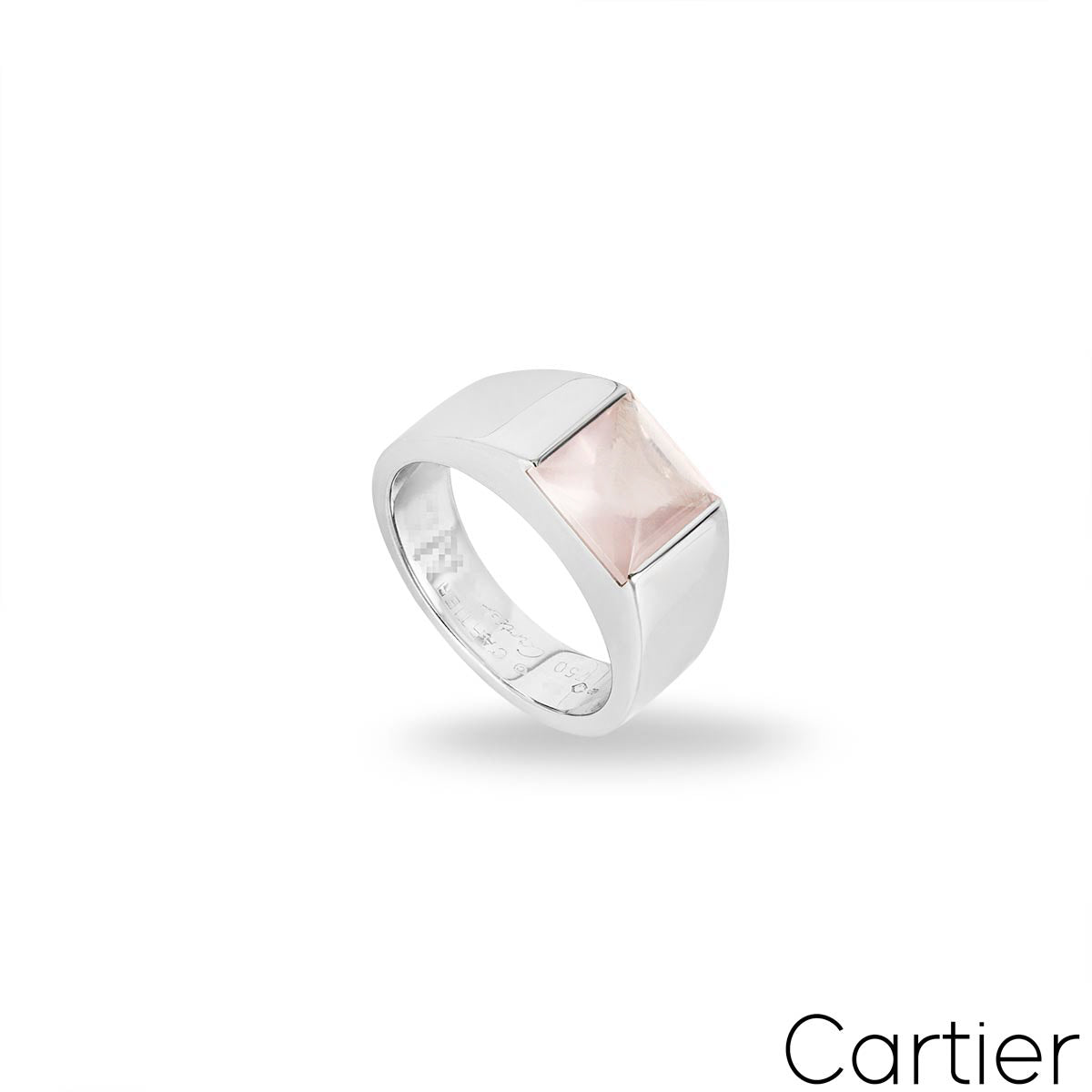 Cartier White Gold Rose Quartz Tank Ring