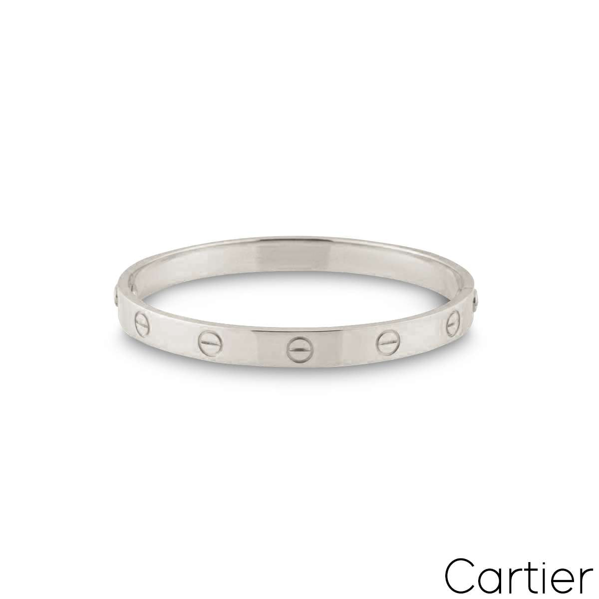 Cartier White Gold Plain Love Bracelet Size 20 B6035420