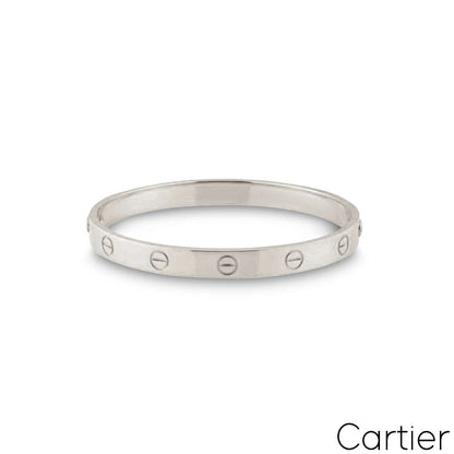 Cartier White Gold Plain Love Bracelet Size 20 B6035420