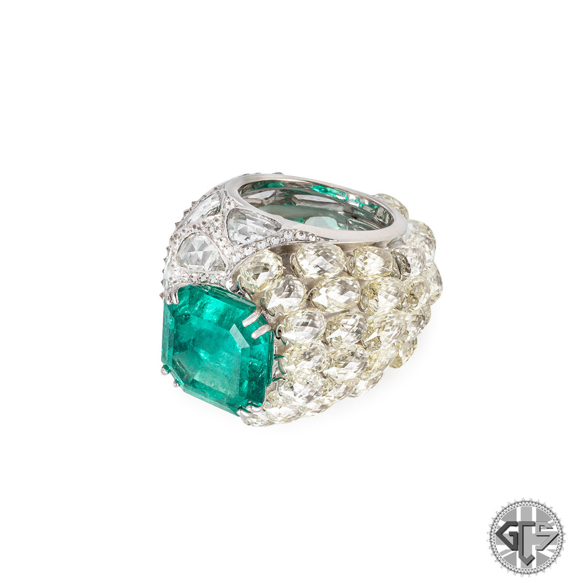 White Gold Colombian Emerald & Diamond Ring 15.60CT