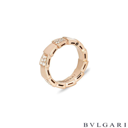 Bvlgari Rose Gold Diamond Serpenti Viper Ring Size 55 353288