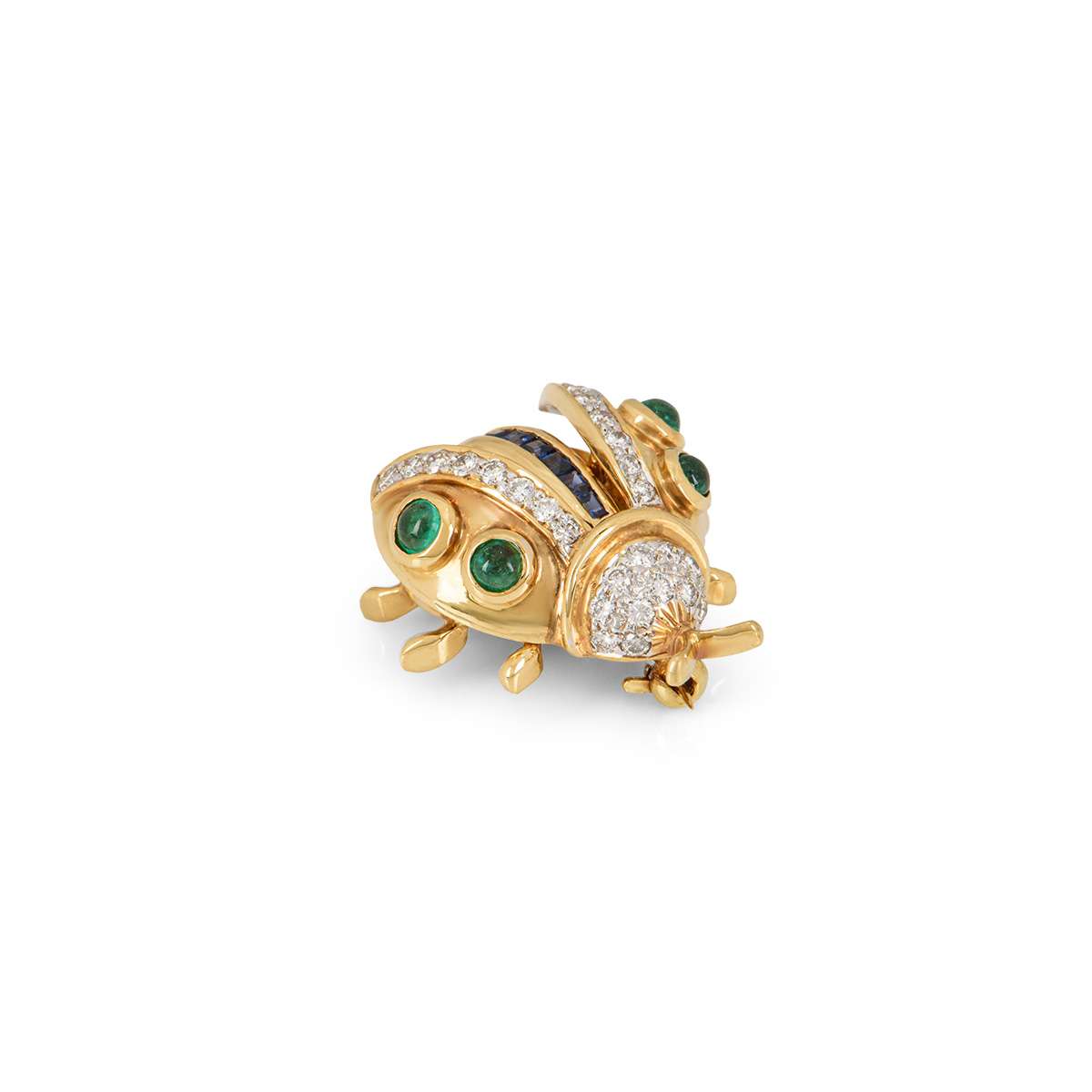 Yellow Gold Diamond Sapphire And Emerald Ladybird Brooch