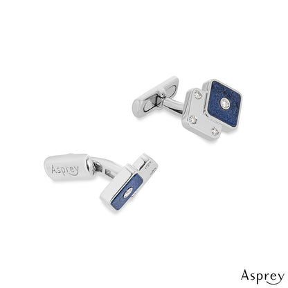 Asprey White Gold Lapis Lazuli & Diamond Cufflinks