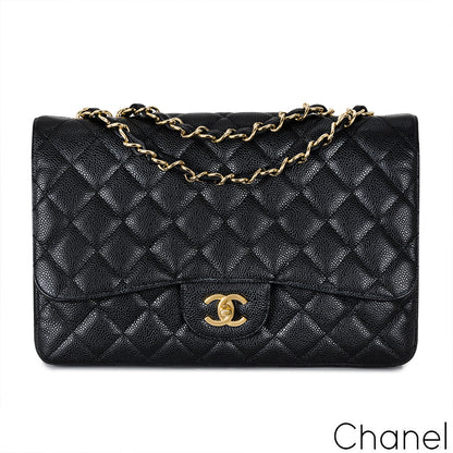 Chanel Black Caviar Jumbo Classic Single Flap Bag