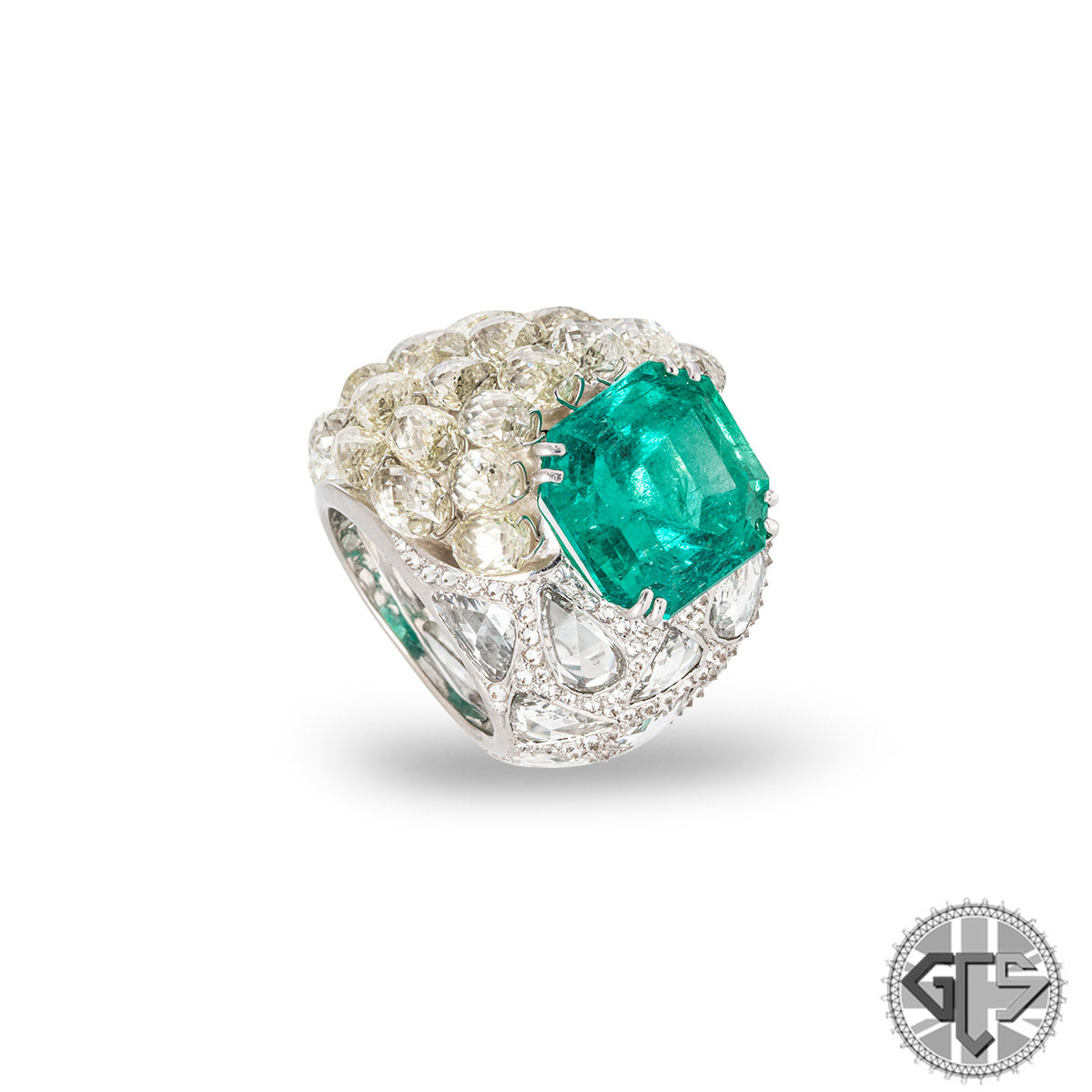 White Gold Colombian Emerald & Diamond Ring 15.60CT