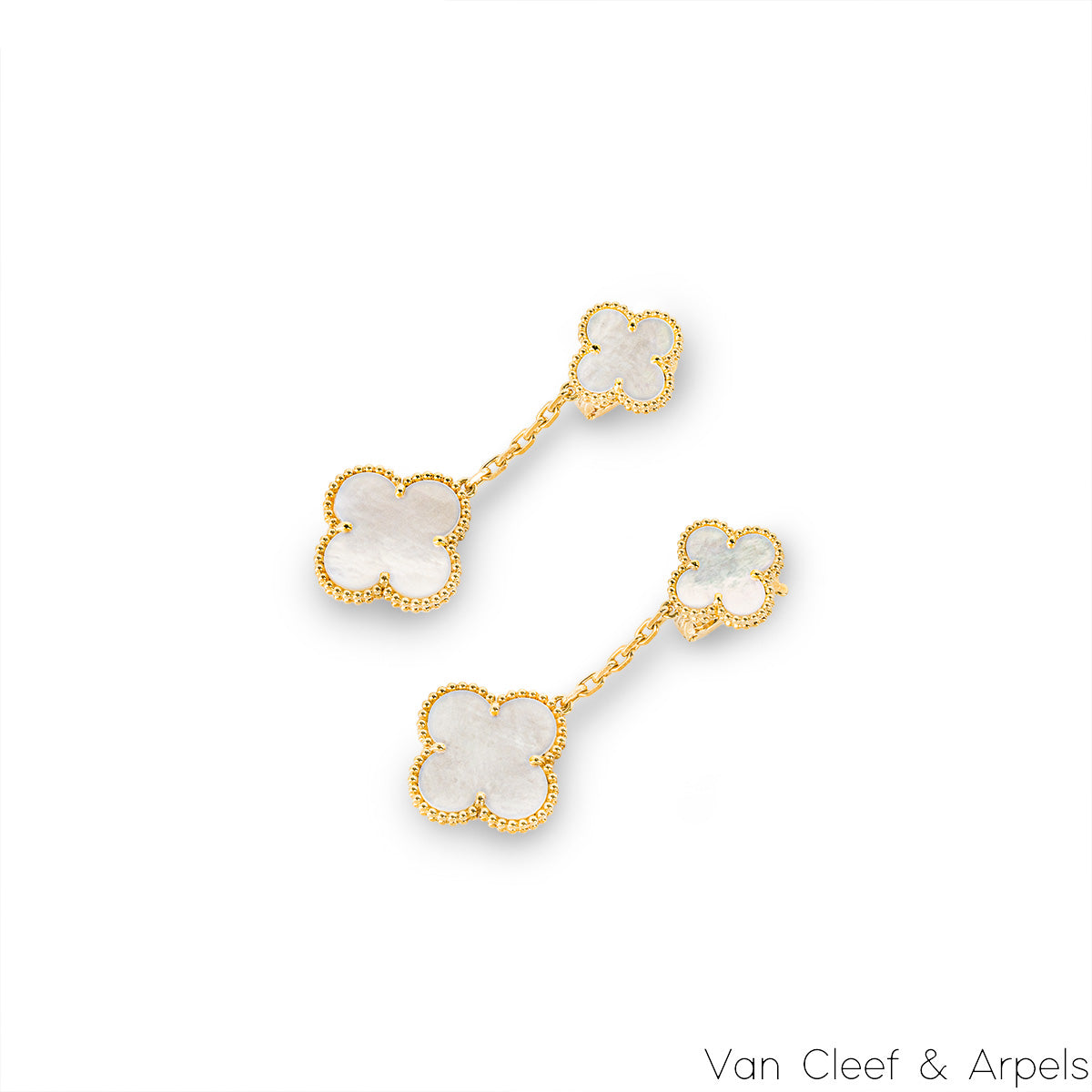 Van Cleef & Arpels Yellow Gold Mother Of Pearl Magic Alhambra Earrings VCARD78800