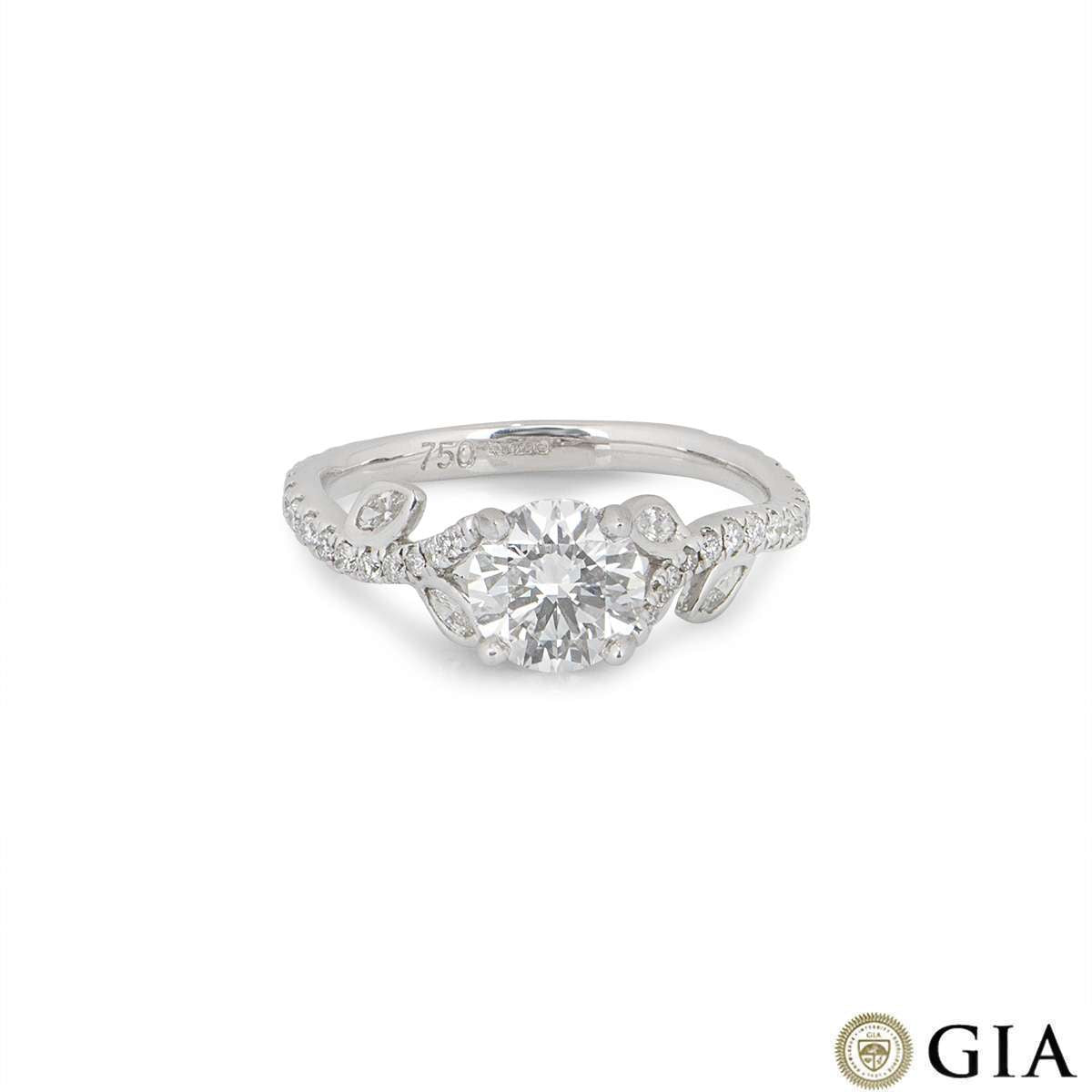 White Gold Round Brilliant Cut Diamond Ring 1.01CT E/VVS1