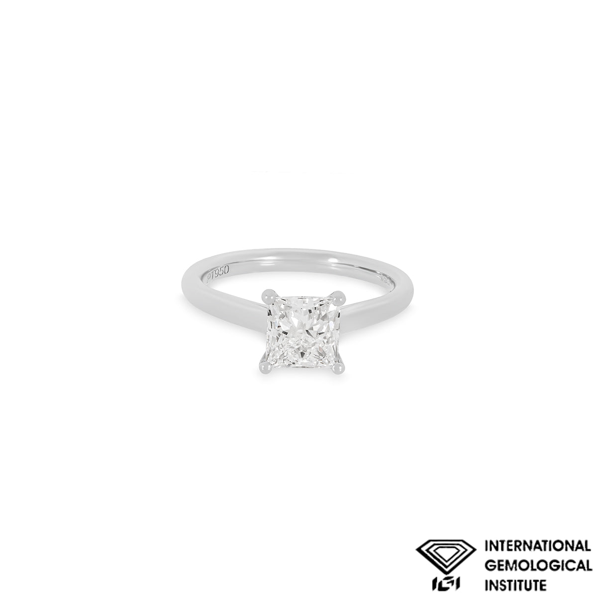 Platinum Princess Cut Lab Grown Diamond Ring 1.51CT G/VVS2