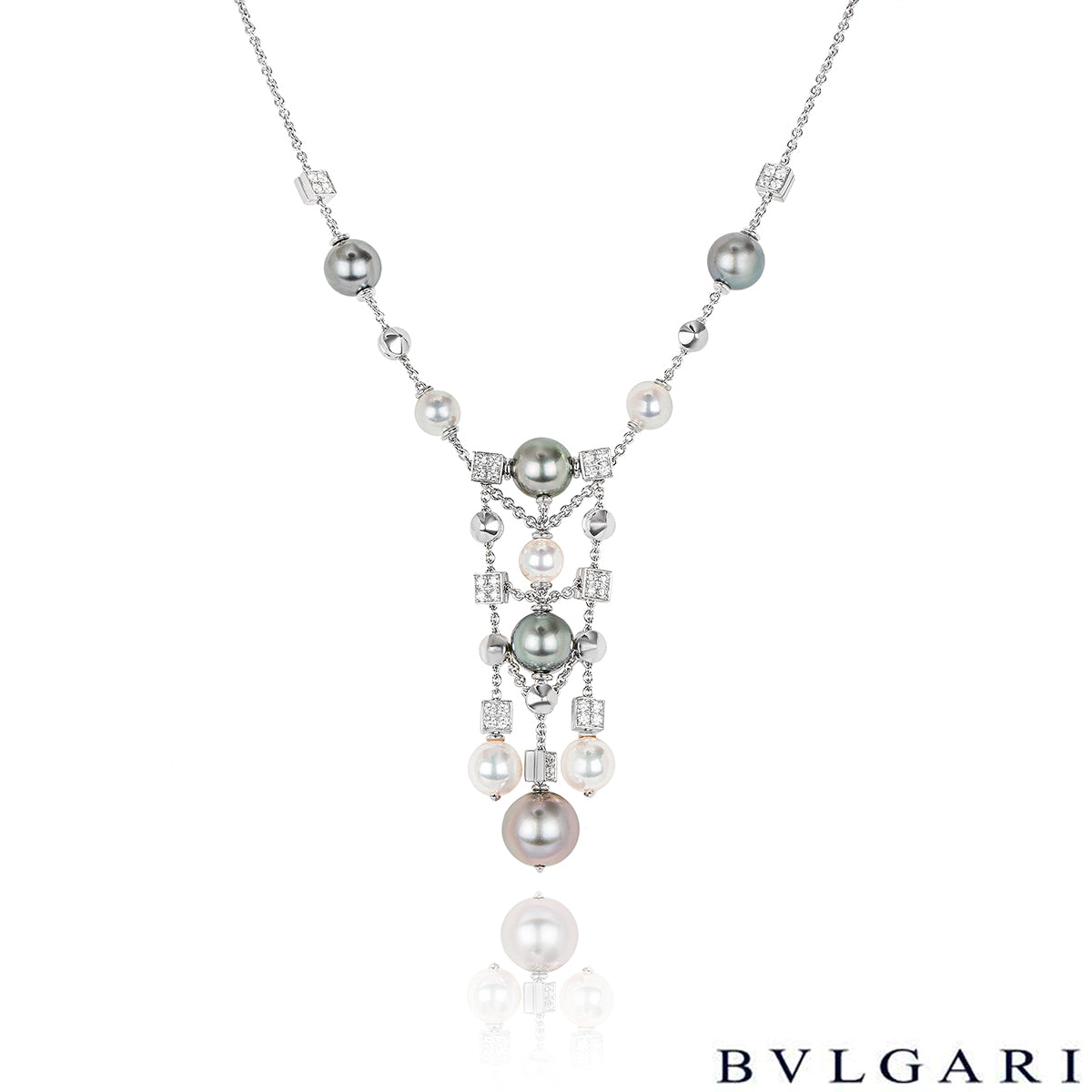 Bvlgari White Gold Pearl & Diamond Lucea Necklace