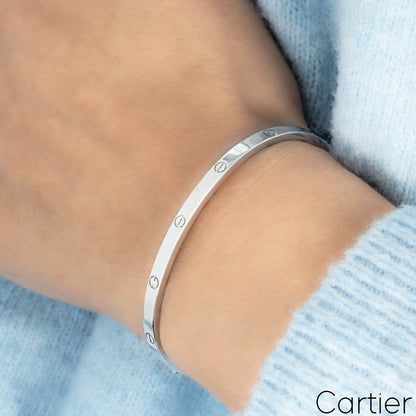 Cartier White Gold Plain Love Bracelet Sm Size 16 B6047416