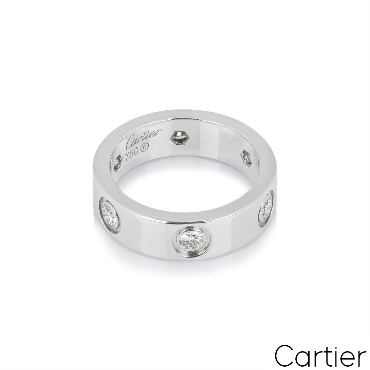 Cartier White Gold Full Diamond Love Ring Size 49 B4026000