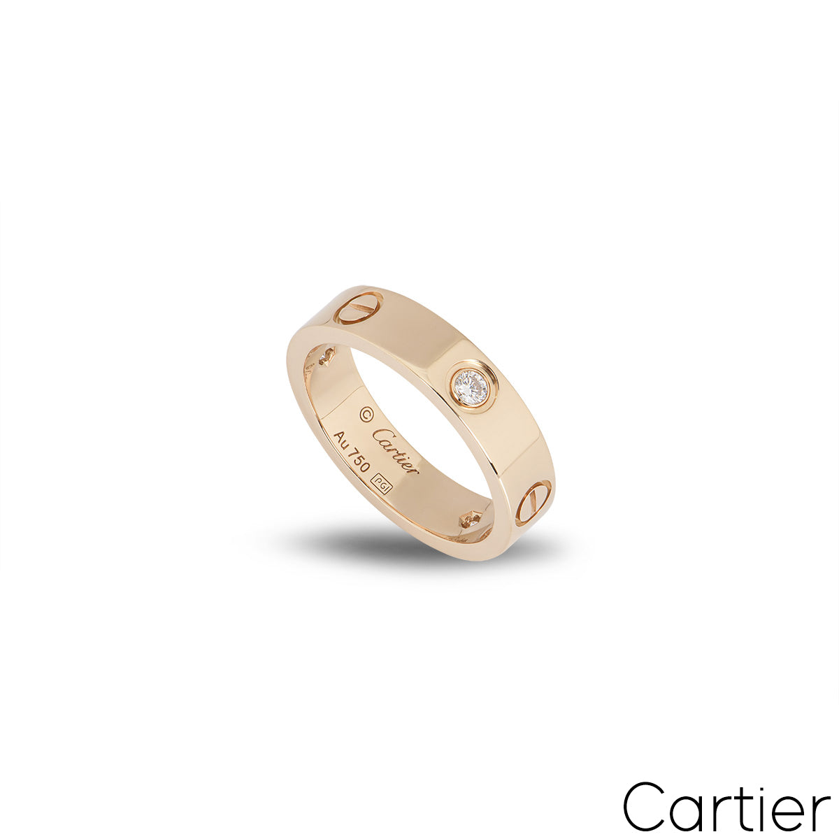 Cartier Rose Gold Half Diamond Love Ring Size 50 B4087500