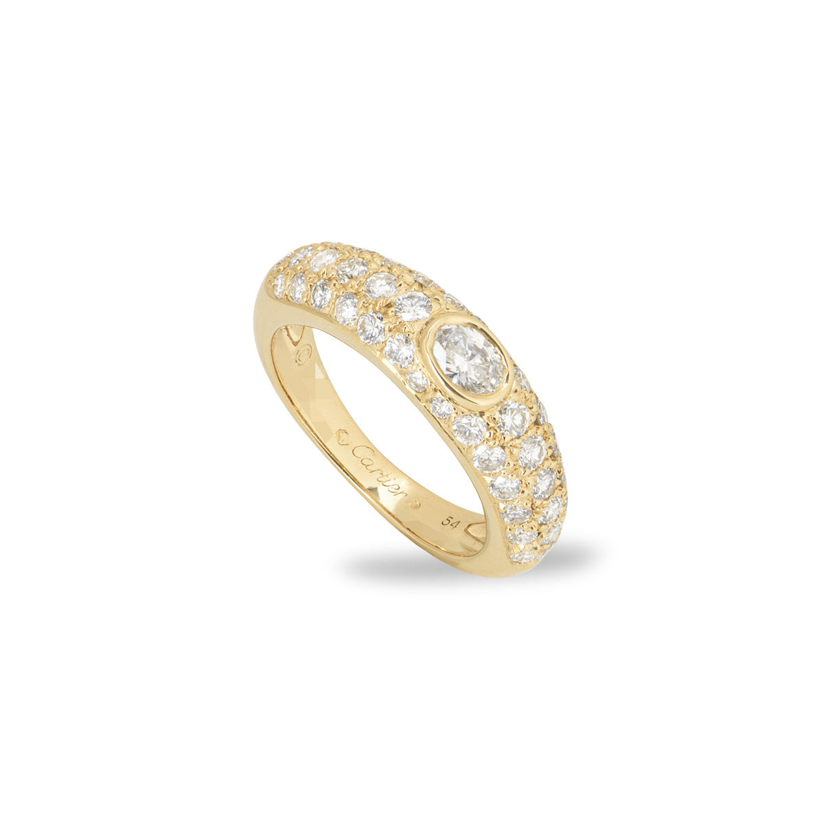 Cartier Yellow Gold Diamond Mimi Ring Size 54