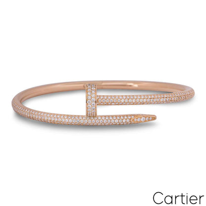 Cartier Rose Gold Diamond Juste Un Clou Bracelet Size 17 N6702117