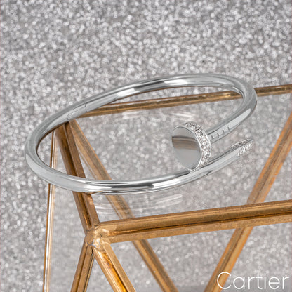 Cartier White Gold Diamond Juste Un Clou Bracelet Size 16 B6048716