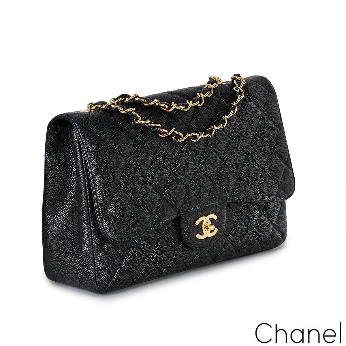 Chanel Black Caviar Jumbo Classic Single Flap Bag