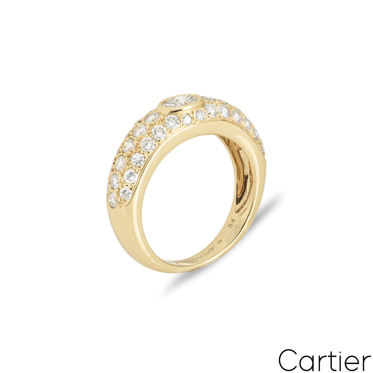 Cartier Yellow Gold Diamond Mimi Ring Size 54