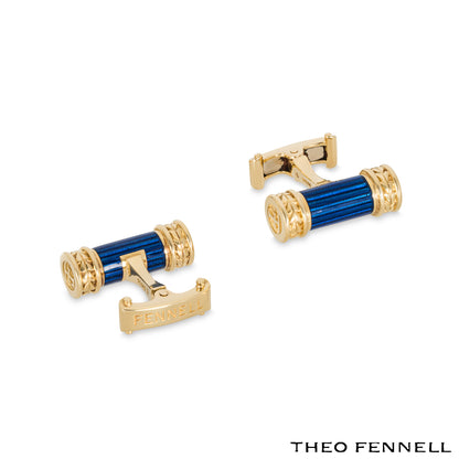 Theo Fennell Yellow Gold Blue Enamel Cufflinks