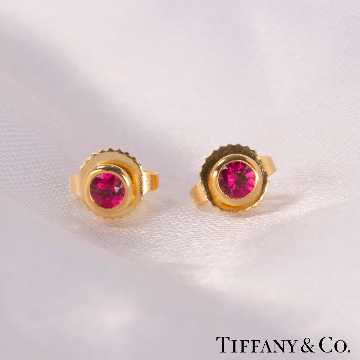 Tiffany & Co. Yellow Gold Color By The Yard Elsa Peretti Ruby Earrings 62632828