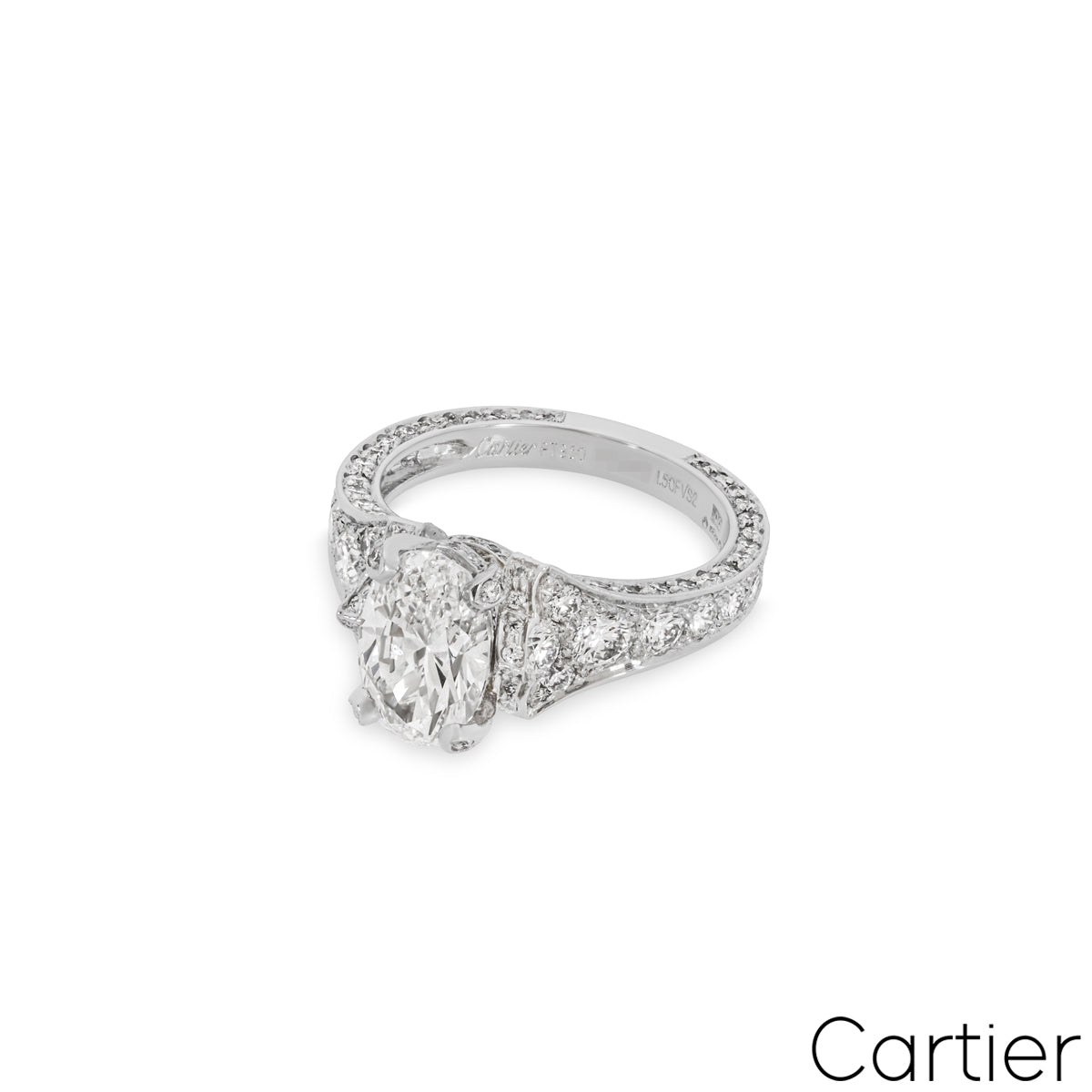 Cartier Platinum Oval Cut Diamond Camelia Ring 1.50CT F/VS2