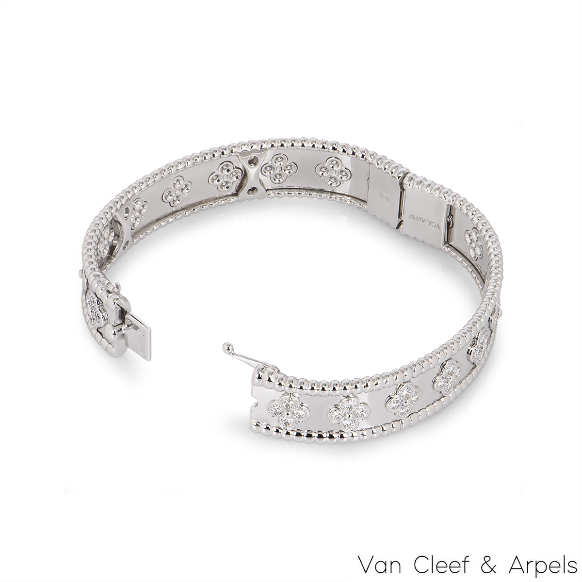 Van Cleef & Arpels White Gold Diamond Perlée Clovers Bracelet VCARP3O300